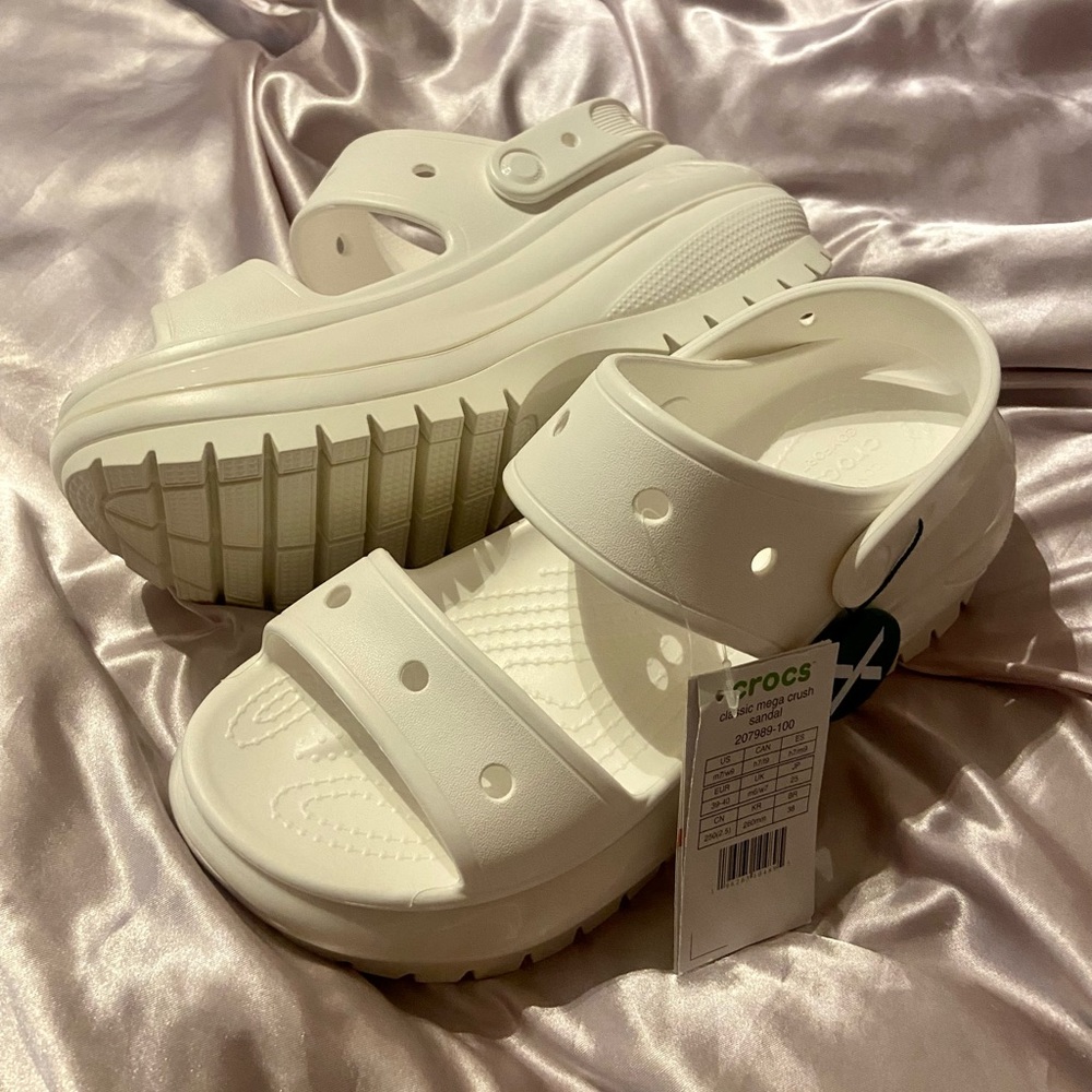 White Crocs Mega Crush Sandal